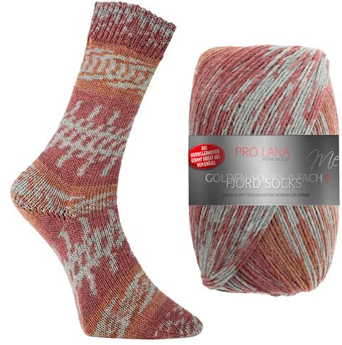 Pro Lana Fjord Socks Farbe 195, Sockenwolle musterbildend, Wolle Norwegermuster zum Stricken, 100g, 400m