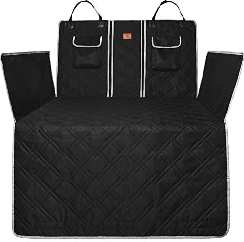 AMZPET Boot Liner for Dogs - Waterproof Car Protector - Scratch-Proof Dog Boot Liner with Armrest Pass-Through and 2 Storage Pockets - Quilted Car Cover - 59 x 127 x 100 cm