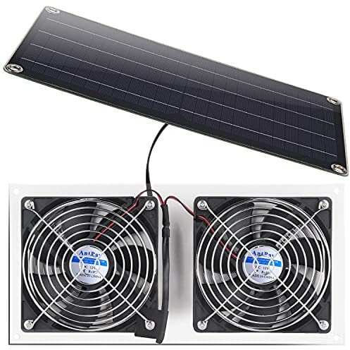 AntPay Solar Panel Fan Kit, 10W Weatherproof Dual Fan with 11Ft/3.5m Cable for Outside, Small Chicken Coops, Greenhouses, Sheds,Pet Houses, Window Exhaust
