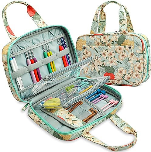 Coopay Häkelnadel Stricknadeln Organizer, Tragbare Häkelnadel-Etui mit Vinyl Transparente Tasche für Alle Häkelnadel Set, Stricknadeln, Rundstricknadeln Austauschbar, DPNs, Strick- und Häkelzubehör