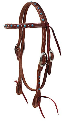 CHALLENGER Pferd Western Pony Tan Leder Halfter Halfter Türkis Steine 78RT22TN