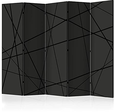 murando Raumteiler Foto Paravent Abstrakt 225x172 cm beidseitig auf Vlies-Leinwand bedruckt Trennwand Spanische Wand Sichtschutz Raumtrenner Design geometrische Muster grau schwarz Linien a-A-0521-z-c