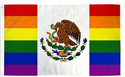AZ FLAG - Bandera México Gay - 90x60 cm - Bandera Mexicana Arcoiris 100% Poliéster con Ojales de Metal Integrados - 50g - Colores Vivos Y Resistente A La Decoloración