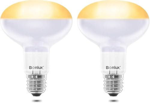 Bonlux 100W Heat Bulb for Reptiles, E27 Base Warm White Light Basking Bulb, Dimmable Reptile Heat Lamp Bulb for Reptiles, Chicks, Tortoise, Bearded Dragon, Dogs, Lizard 2Pack