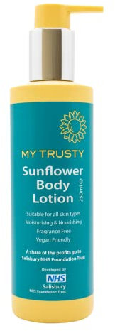 My Trusty Sunflower Body Lotion, Suitable for Dry Skin and Skin Prone to Eczema, Vegan Friendly with Natural Ingredients, Fragrance Free, 250ml