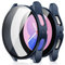 Amizee 2 Pack Funda Compatible con Samsung Galaxy Watch 5/Watch 4 44mm con Protector de Pantalla Cristal Templado, Carcasa Duro Ultra Delgada Anti-Rasguños para Galaxy Watch 4/5 (Azul/Transparente)