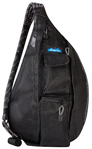 KAVU Paxton Pack Backpack Rope Sling Bag, Black, One Size, Beach Rope Bag