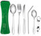 Couvert de Camping 6 pièces, 304 ensembles de couverts en acier inoxydable Esskedeck avec couteaux, fourche, cuillère, ouvre-bouteille, couverts de paille pour pique-nique de voyage en plein air(Vert)