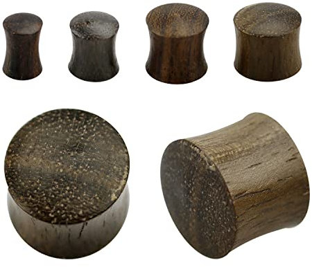 3-25 mm Ohr Piercing Plug Holz Sono Braun Wool Nature Organic Flesh Tunnel 5 mm