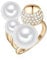 Lulu & Jane Damen-Ring aus Messing gelbvergoldet mit Muschelkernperlen Rund 8-12 mm weiß Glassteine - Perlenring Cocktailring