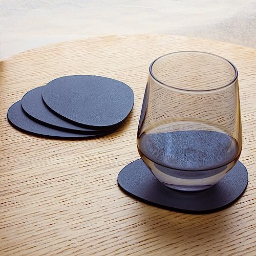 Designfabrik Hamburg Untersetzer Gläser | Design Glasuntersetzer | Hochwertige Getränkeuntersetzer als Geschenkidee | Untersetzer Glas Tisch aus Metall | 4 Stück Organische Form Schwarz