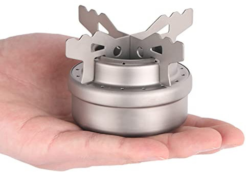 AnzAga Mini réchaud à Alcool, réchaud de Camping en Titane avec Support, réchaud de Survie Portable