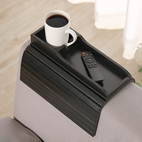 GEHE Couch-Becherhalter, Anti-Sturz-Couch-Getränkehalter, natürlicher Bambus, Sofa-Becherhalter, Armlehnentablett, sicherer für Ihre Familie, tragbarer Couch-Arm-Tablett, Tisch für Fernbedienung