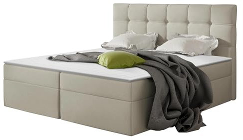 Mirjan24 Boxspringbett Felipe mit 2 Bettkästen, Lattenrost und Matratze im Set, Doppelbett mit Kopfteil, Polsterbett, Farbauswahl, Bett Stilvoll Schlafzimmer, Bettgestell (Paros 02, 160 x 200 cm)
