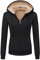 JACKETOWN Felpa con Cappuccio da Donna Giacca con Cappuccio da Donna con Cerniera di Base Spessa e Calda Maglione Maglione in Pile Maglione Slim Fit Autunno/Inverno Felpa Sportiva(Nero-M)