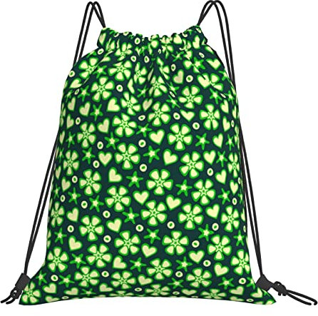 SJOAOAA Green Clover Rucksack mit Kordelzug, leicht, St. Patrick, Tasche, Kordelzug, Rucksack, Kleeblatt, verstellbare Tasche, Green Clover 03, One size