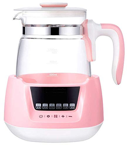 FairUo Bolli per Acqua Bollente, Brocca D'Acqua in Vetro 1200W Teiera a Bollire Veloce, Protezibpa-Secca Secca/Rosa