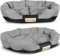 EDANTI Hundebett, Hundesofa, Hundekissen, Hundekörbchen, Laufstall, Liege, Personalisierte, Grau, Oval (100x75 cm)
