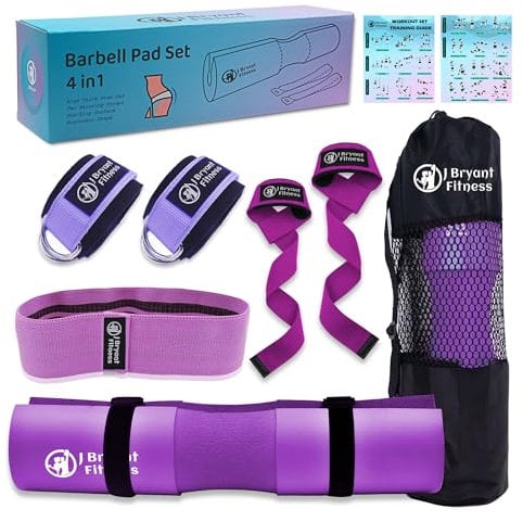 J Bryant Weight Pads Set with 2 Ankle Straps for Cable Machines, Hip Resistance Band, Weightlifting Straps, Thick Hip Thrust Pad