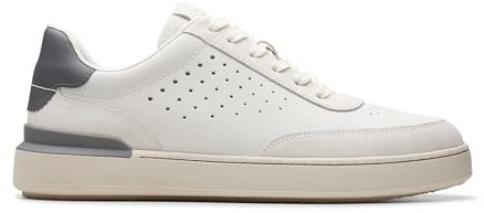 Clarks Herren Courtlite Run Sneaker, White Nubuck, 42.5 EU