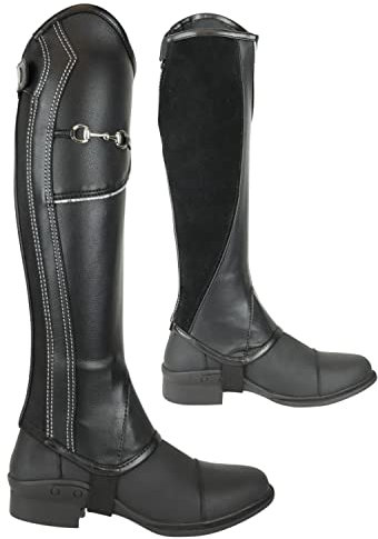 AK Equestrian Chaps zum Reitchaps mit Gebisskette und Lederschutz im Inneren AKRS-1864 (Schwarz/Silber, 2XL)