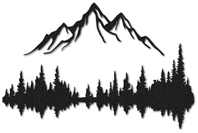 NORTH KAISER Metall Wandkunst | Berg & Wald Wanddekoration | Rustikale und Moderne Wandskulpturen für Wohnzimmer, Zuhause, Schlafzimmer, Büro, Küche und Außenbereich (Schwarz, 74 x 49.3 cm)