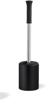Premium Flip- Top Toilet Brush and Holder with Solid Handle and Durable Bristles for Hygenic Bathroom Cleaning, 1 Pack - Available in White, Black or Stainless Steel (black)