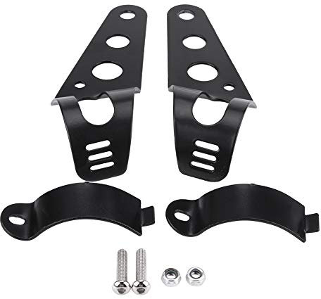 Support de Montage de Phare de Fourche 33-45 Mm, Support de Phare de Moto, Kit de Serrage de Tube de Fourche pour Chopper Cafe Racer, Supports de Montage de Phare de Moto, (BLACK)