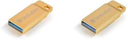 Verbatim Executive USB-Stick aus Metall, 32 GB, USB 3.2 Gen 1, USB Speicherstick, für Laptop Notebook Ultrabook TV Autoradio, USB-3-Stick, Datenstick inklusive Schlüsselring, Gold (Packung mit 2)