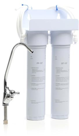 Naturewater NW-2-PPUF Filtre sous évier à eau potable – 200 x 100 x 345 mm – 210 l/h – avec Robinet – Sédiment PP et Bloc de charbon actif – Ultrafiltre Filtration Purification