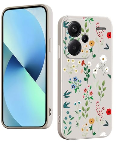 YUXING Silicone Cover per Xiaomi Redmi Note 13 Pro Plus 5G (13 Pro+ 5G) - Moda Modello Carino Custodia Design Sottile Slim Cover Antiurto, Antiscivolo Elegante, Protezione Totale (Floral,White)