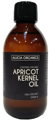 ALUCIA ORGANICS Olio di nocciolo di albicocca biologico certificato Alucia Organics - Puro, naturale, spremuto a freddo, biologico certificato, vegano, cruelty free, per pelle, viso, corpo, capelli, m