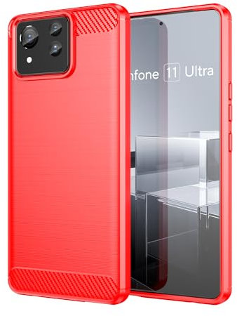 TINGYR Funda para ASUS Zenfone 11 Ultra, Resistente a los Arañazos, Fina de Silicona, Funda Interior de TPU Suave, Fundas para ASUS Zenfone 11 Ultra Smartphone.(Rojo)