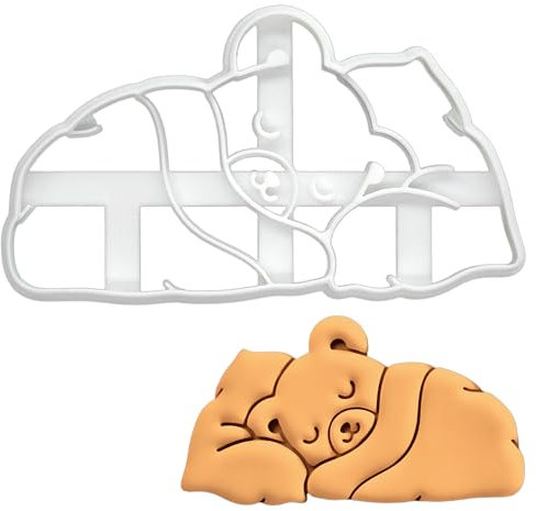 BAKERLOGY Sleeping Teddy Bear Cookie Cutter - Detailed Biscuit Cutter Design for Baking and Crafts, Ideal on Fondant, Dough, Clay