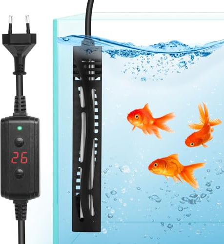 Nobleza - Calentador de Acuario 10-50L, 50W Calefactor Acuarios Sumergible, Calefacción de Pecera Seguridad, Controlador Temperatura Externo(15-35°C)