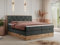 MKS MEBLE King Boxspringbett 200x200 Mit Bettkasten Eiche, Polsterbett Mit Matratze H3, Bett Mit Kopfteil Und Holzrahmen in Wotan Eiche - Dunkelgrau Struktur - Veneto King