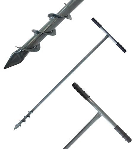 VASKO Trapano a mano da giardino, 5 x 41 x 115 cm, per fori di terra, pali di piantagione, impugnatura ergonomica, in acciaio inox