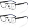 Amorays 2 Pack Gleitsichtbrille Progressive Multifokus Lesebrille Herren Metall Anti-Blaulicht Lesebrillen mit Federscharniere 8003(Schwarz&Schwarz，+1.50