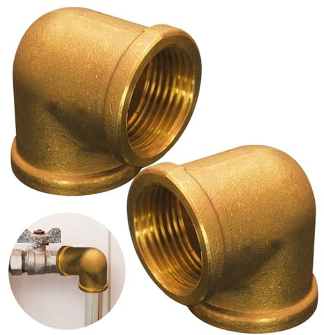 Beatific 2 Stück Messingwinkel 90°, 3/4 IG/IG, 3/4 Zoll Messingbogen 90 Grad, 90 Grad Messinggewinde, 3/4 Zoll Innengewinde Rohrwinkel, Messing Rohrwinkel für Bewässerungsanlagen