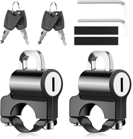 2 Pezzi Lucchetto Casco Moto Antifurto universale Accessorio da Equitazione Adatto in Alluminio for Manubrio da 22mm - 28mm, 2 Antivols Casque Moto Universels avec Clés pour Moto Scooter et Vélo
