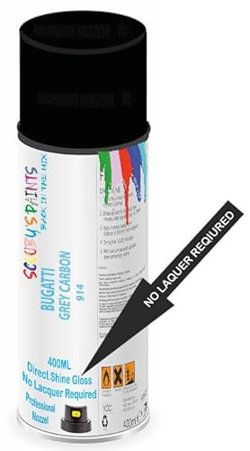 SCOOBYS PAINTS BACK IN THE MIX Direct Gloss Aerosol Spray Paint For Bugatti Grey Carbon Code: 914 No Lacquer Required