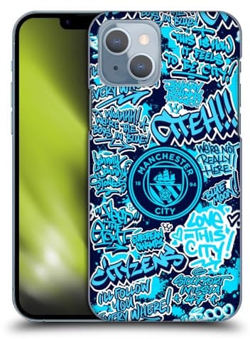 Head Case Designs Officially Licensed Manchester City Man City FC Patterns Graffiti Tags by Murwalls Hard Back Case Compatible With Apple iPhone 14