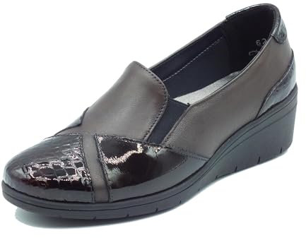 Melluso K91617W Brun Mocassins Confort pour Femme en Cuir et Peinture Marron Compensée Moyenne, marron, 39 EU