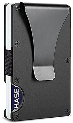 Porta carte in metallo | Protezione RFID | Portafoglio Minimalista | Clip per banconote | Money Clip | Porta carte da uomo | Porta carte credito | Porta carte compatto | Portafoglio uomo e donna, Nero