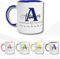 TAZALAND | Taza PERSONALIZADA | Con Inicial y Nombre | 350 ml | Apta para Microondas | Taza Personalizada a Todo Color (360º alrededor de la Taza) | Ideal para Familiares o Amigos (AZUL)
