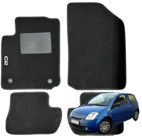 Serie 4 Fußmatten - Schwarze Fußmatten für Citroen C2 ab 2003 bis 2017