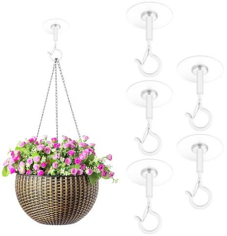 Ceiling Hooks | 5Pcs Self Adhesive Hooks | No-Drill Command Ceiling Hook, Sticky Hook for Hanging Plants/Wind Chimes/Ird Feeders/Lights and Balloons