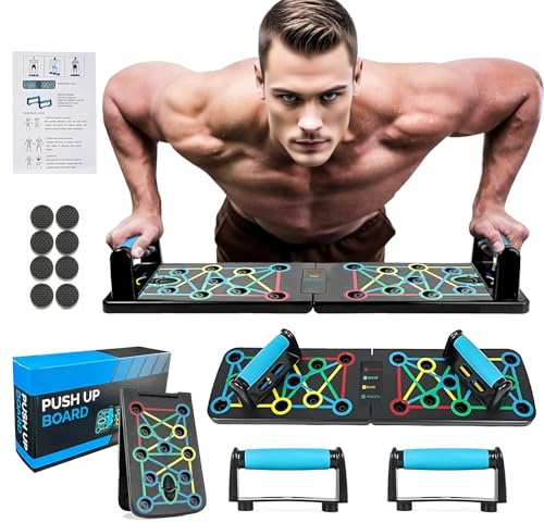 Push Up Board,Planche de Pompes Multifonctionnelle,pliable Portable Push Up Training Frame,équipement de fitness pour la maison,pour travailler les muscles du torse, brûler les graisses et renforcer