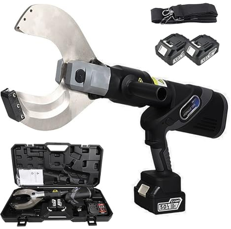 Cordless Electric Hydraulic Cable Cutter, Battery Operated Wire Cutter with Shoulder Straps & Toolbox, Handheld Ratchet Wire Scissors, Rechargeable Cable Shears for Copper Aluminum Cables(120mm)