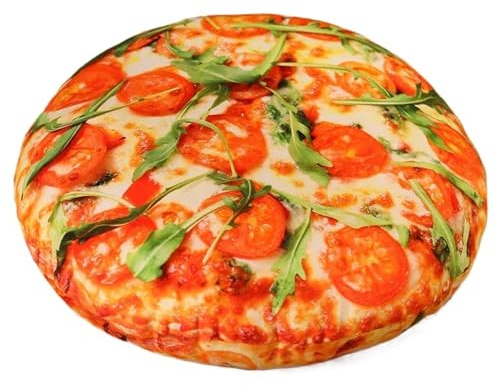 KUKUShining Pizza Plüsch Kissen, Weiches Kuscheltier Kopfkissen Gefülltes Dekokissen In Pizzaform Realistisches Plüschtier Spielzeug Für Heimdekoration(Tomato,40cm/15.7in)